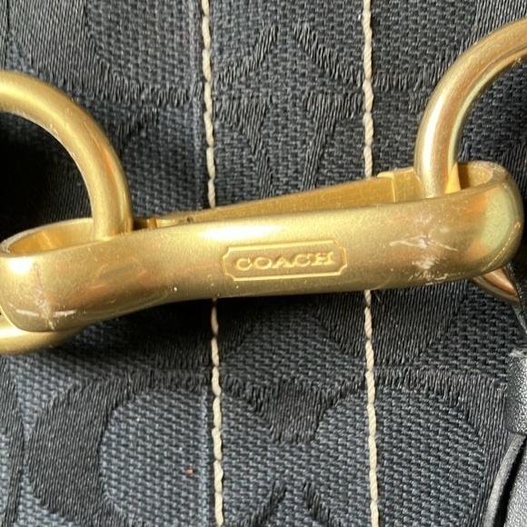 Coach: Black Hampton Signature Satchel Tote Bag- Leather Trim- Gold tone(10509) - Picture 2 of 16